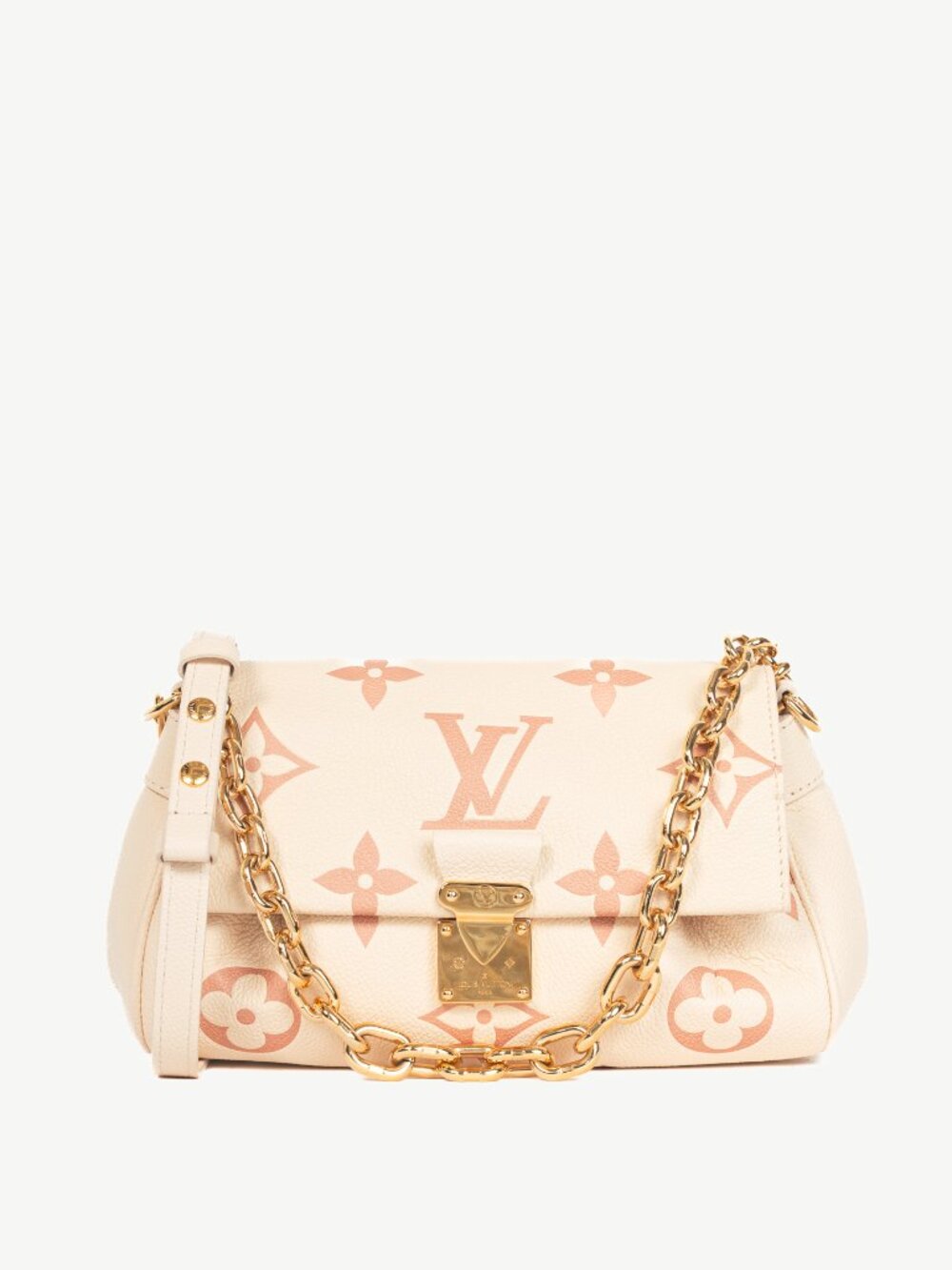 Louis Vuitton Favourite Creme & Rose Trianon Monogram Empreinte Giant Handbag
